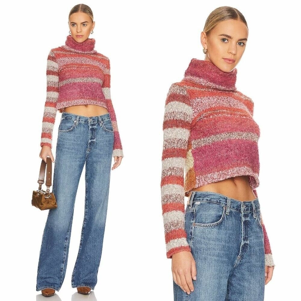 Free People My Girl Turtleneck Sweater in Sunburst Combo - M